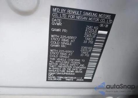 2018 Nissan Rogue Sv из США, поврежденный, VIN KNMAT2MV3JP605300